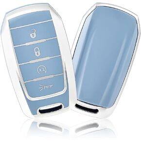 غطاء مفتاح Fob من OFFCURVE لسيارة دودج، حافظة مفاتيح سيارة خاصة متوافقة مع دودج رام 1500 2500 3500 2019 2020 2021 2022 4 أزرار ملحقات مفاتيح السيارة الذكية، أسود