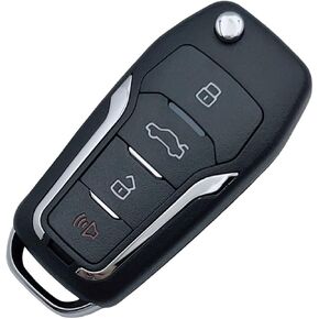 Replacement Flip Key Fob Shell Case for Ford Fusion 2013 2014 2015 2016 4 Buttons Keyless Entry Remote Car Key Fob Cover Casing with Uncut Blade Blank (‎for Ford-B)
