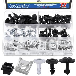 Glarks 72Pcs Car Engine Protection Pan Hardware Kit, Engine Under Cover Splash Shield Guard Body Fastener Clips Nuts Pins Screws Compatible with Audi VW