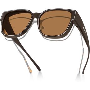Meeloog Polarized Fit Over Glasses Sunglasses, Square Lightweight Wrap Around Shades For Women MST0898