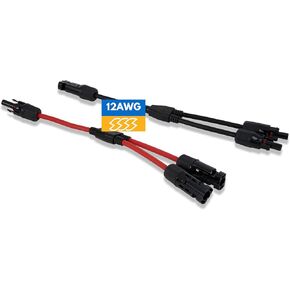 Pack of 2 Solar Y Branch Connectors - IP68 Waterproof Solar Panel Cable Connectors - Solar Branch Connector for Parallel Connection, Inspected & Kitted in The US, M/F (10 Awg Wire)