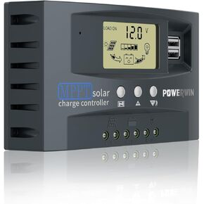 MPPT 50A 12V 24V Solar Controller Solar Charge Regulator with Adjustable LCD Display Dual USB Solar Panel Regulator for LiFePO4 Battery Lithium Battery