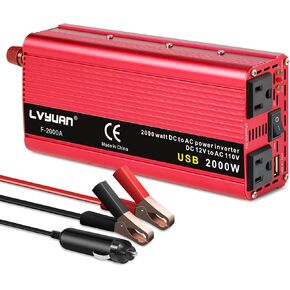 LVYUAN 1000W Car Power Inverter 12V to 110V DC to AC Converter with Dual AC Outlets and 3.1A USB Car Adapter for Car Home Laptop Truck