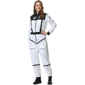 GRAJTCIN Astronaut Costume for Women Space Suit Pilot Jumpsuit Halloween Costume Adult