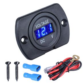 1Pc Car 12V Voltage Gauge with Touch Switch Car Digital Display Volt Gauge, DC 12V 24V with Waterproof Voltmeter Panel for Boat Marine Vehicle Motorcycle Truck ATV UTV Car Blue LED