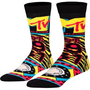 Odd Sox, Men's Funny Designer Brand Novelty Socks, MTV Mash Up Crew, Large Adult