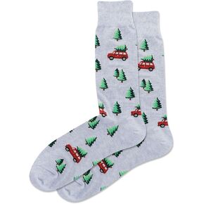 Hot Sox Men's Christmas Tree Car Socks 1 Pair, Chambray, Men's 10-13 Shoe