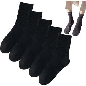Mens Breathable Dress Socks,Cotton Athletic Crew Socks for Men,Casual Classic Plain Colors 5 Pairs