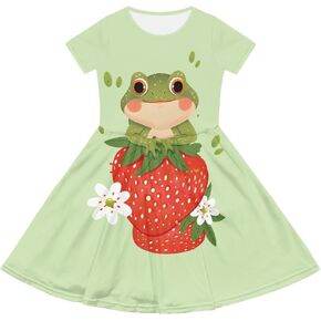 Black Dress for Girls Cute Outfits Short Sleeve Dresses with Pocket Summer Dress Size 2-14 T Kids