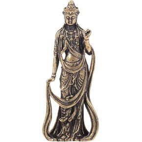 Mini Guan Yin Statue: Female Buddha Quan Yin Figurine - Moon Quan Yin Statue for Home Decor Wealth Prosperity Good Luck