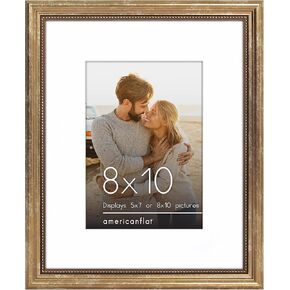 Americanflat Vintage Frames - 11x14 Picture Frame with Beaded Accents and Shatter-Resistant Glass - Use as 8x10 Frame or 11x14 Frame Without Mat - Silver Antique Style Frames for Wall Display