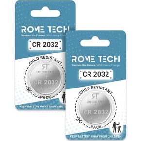Rome Tech Blood Glucose Monitor CR2032 Batteries Compatible with Fine Test Auto-Coding Premium, GluNEO, IME-DC iDia, KetoSens i-Sens - CR2032 Glucose Meter Battery (2-Pack)