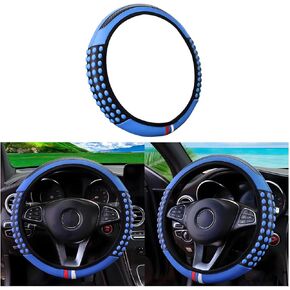 Elastic Car Steering Wheel Cover, 14.5-15Inch Stretch Breathable Vehicle Steering Wheel Protector Wrap, Comfortable Auto Accessories Universal for Vehicles, Trucks, RVs and More（Blue）