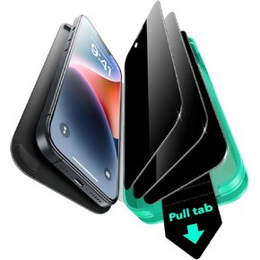 ESR 3 Pack 9H+ Glass for iPhone 15 Pro Privacy Screen Protector, [Military Grade Shatterproof & Longest Durable] Anti-spy Tempered Glass with Updated Easy Installation Tool
