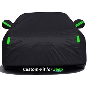 Custom-Fit for Jeep Car Cover, 7 Layers Car Cover Waterproof All Weather for Automobiles, Outdoor Full Cover Rain Sun UV Protection with Zipper (Silver,for Jeep Compass)