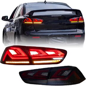 Sequential Turn Signal Light Dynamic Animation Driving Light LED Tail Light Assembly Compatible for Mitsubishi Lancer EVO X 2008-2011 (Color : Smoked)