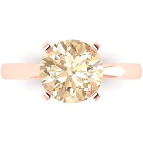 Clara Pucci 3.0 ct Round Cut Solitaire Genuine Natural Morganite Wedding Bridal Designer Anniversary Engagement Ring in 14k Rose Gold