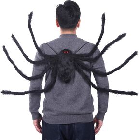 ORHA Halloween Adult Spider Backpack Costume Black Colorful Spider Clothes Funny Woman Candy Bag 8 Spider Legs Horror Plush Spider Decoration (Black)
