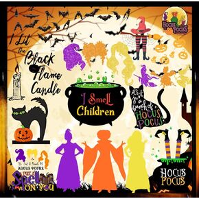 iLure Hocus Pocus Halloween Window Clings for Glass Windows Sticker 9 Sheets Double Sided Party Decorations for Crazy Witches Home Office Classroom Refrigerator Glass Window Party