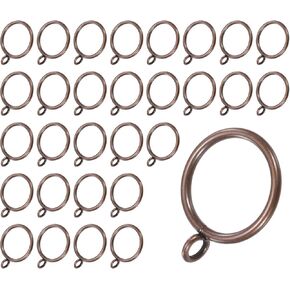 30-Pack Gold Curtain Rings with Eyelet, Rustproof Metal Rings for Curtain Rods, 1 Inch Interior Diameter Drapery Rings for Curtain Rods for Hanging Drapes/Hats/Towels