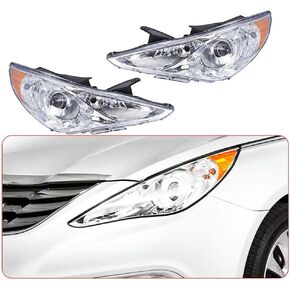 LABLT Headlights Assembly Replacement for Sonata 2011 2012 2013 2014 Projector Headlight Clear Lens Replacement for 209150009 209149009 921013Q000 921023Q000 HY2502159 HY2503159