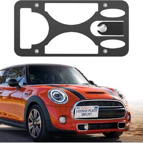 No Drill Front License Plate Bracket Mount Kit Compatible with Mini Cooper (F56) 2014-2021, Front Bumper License Plate Mounting Kit