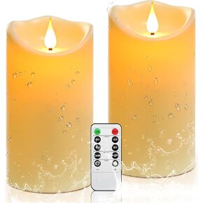 Outdoor Waterproof Flameless Candle, Battery Powered Twinkling LED Candle for Outdoor Decoration, Porch H 4" 5" 6" 7" Pillar Candle with Remote Control and Timer Set 12pack
