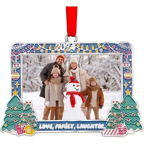 Family Christmas Photo Ornaments Gift 2024 - Personalized Picture Frame Ornament for Xmas Tree Decorations for Family Friends Women Girls Sisters