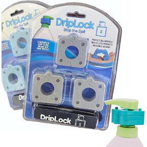 Reusable Stackable Device to Prevent Pump Bottles from Spilling in Travel Bags Or for Quanity Control. 5 Pack and Travel Bag Included. Great for Any Type of Travel. (Light Blue)