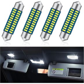 4 قطع 3014 مصابيح LED داخلية للسيارة، لمبة LED عالية السطوع 31 مم للخريطة/صندوق السيارة/إضاءة القبة، ملحقات السيارة لمبة LED اكليل لاستبدال المصابيح الداخلية DE3175، DE3021، DE3022 (31 مم)
