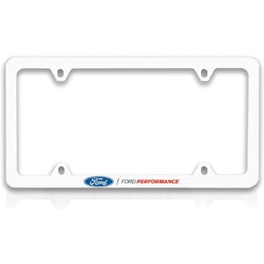 Ford Performance UV Printed White Plastic Thin Rim License Plate Frame Holder 4 Hole