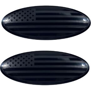 Fit Ford F150 Emblem, 9.5 inch Overlay Front Grille Tailgate Rear Aluminum Oval American Black Flag Emblem fit Ford F150 2015 2016 2017 2018 2019 2020 2021(2 Pieces)