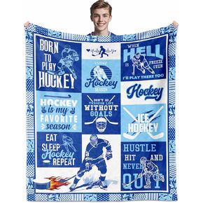 Hockey Gifts for Boys 8-12, Ice Hockey Throw Blanket 60" X 50", Ice Hockey Gift Blanket, Ice Hockey Blanket, Hockey Lovers Blanket, Gifts for Boys Who Love Hockey