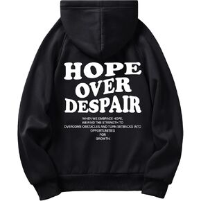Verdusa Men's Letter Graphic Hoodie Sweatshirts Long Sleeve Pullover Top with Kangaroo Pocket