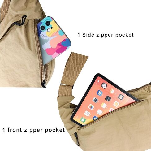 حقيبة الهلال للنساء والرجال حقائب كروس من النايلون متعددة الجيوب حقيبة بحمالة واسعة حقائب هوبو حقيبة القمر حقيبة زلابية مترهلة in Kuwait