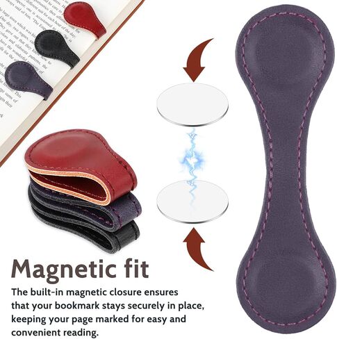 Dimeho 3 Pcs Leather Magnet Bookmark Retro Book Marker Clip Vintage Book Page Markup Holder Handmade Reading Accessories for Women Men Bookworm Book Lovers Reader Writer Gift in Saudi Arabia