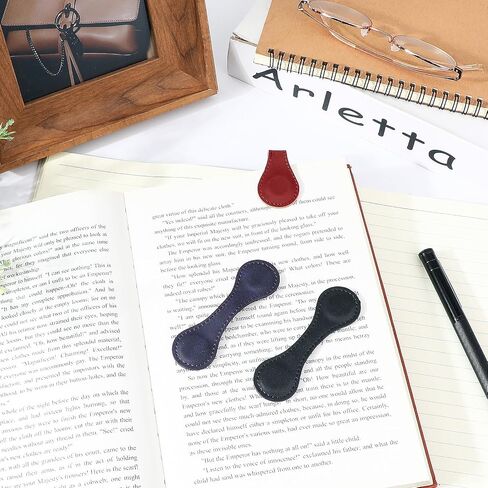 Dimeho 3 Pcs Leather Magnet Bookmark Retro Book Marker Clip Vintage Book Page Markup Holder Handmade Reading Accessories for Women Men Bookworm Book Lovers Reader Writer Gift in Saudi Arabia