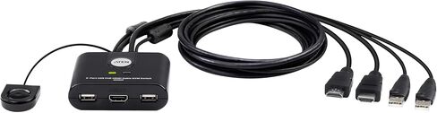 ATEN CS22H 2 Port 4K HDMI Cable KVM Switch 4K 60Hz FHD 144Hz with Remote Port Selector for Office Desktop, Graphic Design, Video Editing, Gaming for PC Laptop Windows Mac Linux in Kuwait