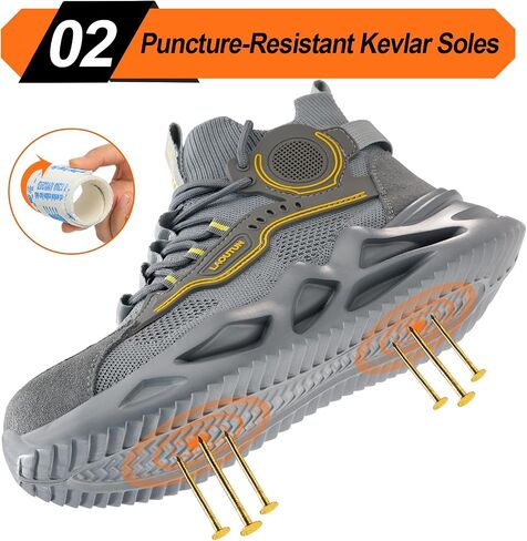 LAoutun Steel Toe Shoes for Men Women Work Shoes Safety Sneakers Shoes Comfortable Lightweight Puncture Proof Slip on Indestructible Work Shoes in Saudi Arabia