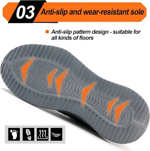 LAoutun Steel Toe Shoes for Men Women Work Shoes Safety Sneakers Shoes Comfortable Lightweight Puncture Proof Slip on Indestructible Work Shoes in Saudi Arabia