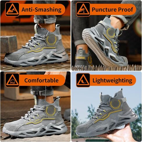 LAoutun Steel Toe Shoes for Men Women Work Shoes Safety Sneakers Shoes Comfortable Lightweight Puncture Proof Slip on Indestructible Work Shoes in Saudi Arabia