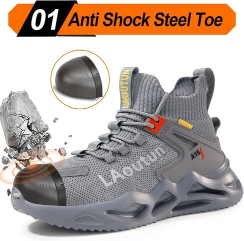 LAoutun Steel Toe Shoes for Men Women Work Shoes Safety Sneakers Shoes Comfortable Lightweight Puncture Proof Slip on Indestructible Work Shoes in Saudi Arabia