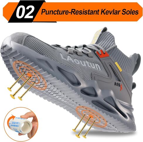 LAoutun Steel Toe Shoes for Men Women Work Shoes Safety Sneakers Shoes Comfortable Lightweight Puncture Proof Slip on Indestructible Work Shoes in Saudi Arabia