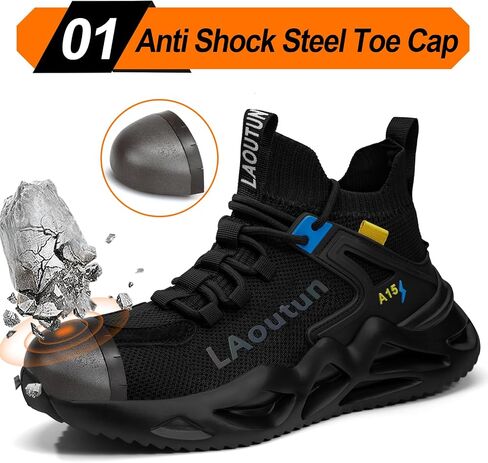 LAoutun Steel Toe Shoes for Men Women Work Shoes Safety Sneakers Shoes Comfortable Lightweight Puncture Proof Slip on Indestructible Work Shoes in Saudi Arabia