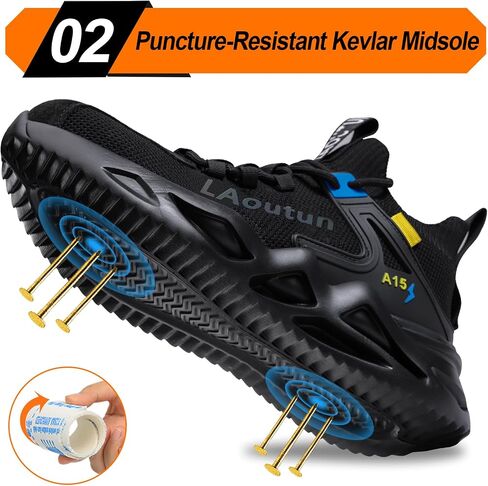 LAoutun Steel Toe Shoes for Men Women Work Shoes Safety Sneakers Shoes Comfortable Lightweight Puncture Proof Slip on Indestructible Work Shoes in Saudi Arabia