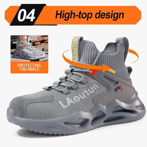 LAoutun Steel Toe Shoes for Men Women Work Shoes Safety Sneakers Shoes Comfortable Lightweight Puncture Proof Slip on Indestructible Work Shoes in Saudi Arabia