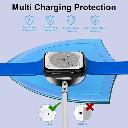 2024 Upgraded for Apple Watch Charger USB C Cable Magnetic iWatch Charger Fast Charging Cord 6FT Portable Compatible with iWatch Series Ultra 2/Ultra/9/8/7/6/SE/SE2/5/4/3/2/1-Black-NEW-1 in Saudi Arabia