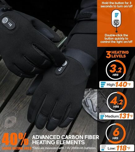 Heated Gloves with Rechargeable 7.4V 2800mAh Battery for Men and Women,Wear-Resistant Heated Work Gloves,Thin, Soft in Saudi Arabia