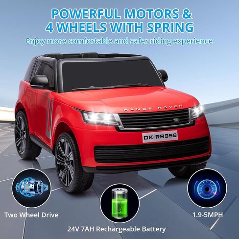 GAOMON 24V 2-Seater Land Rover Ride On Car Toy مع جهاز تحكم عن بعد للوالدين، 3 سرعات، موسيقى لاسلكية، مشغل MP3، سيارة كهربائية للأطفال الذين تتراوح أعمارهم بين 37-95 مترًا، أسود in Saudi Arabia