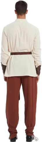 5 Pcs Halloween Men's Renaissance Costume Medieval Pirate Shirt and Pants Viking Costume Accessory Set in Saudi Arabia